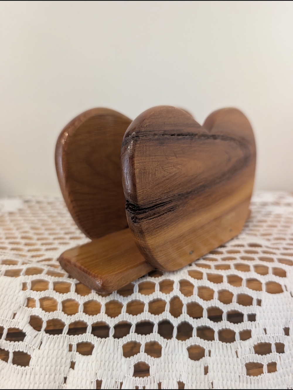 Heart-Shaped Wooden Napkin Holder in Natural Brown - Picture 6 of 10